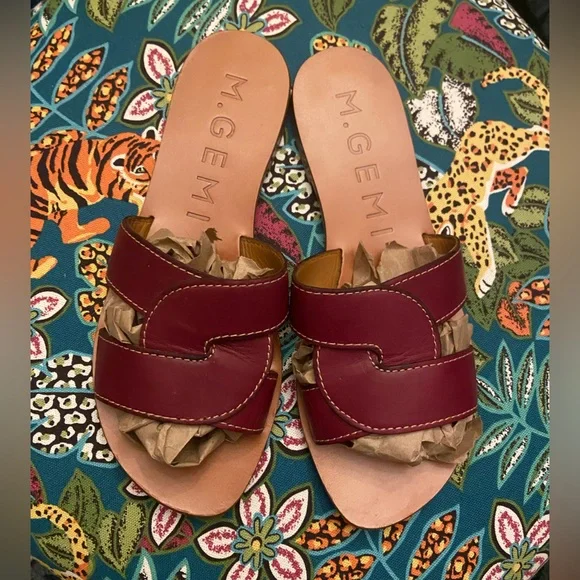 Sold Out M. Gemi Made In Italy Rare Dark Red Leather Lorenza Sandal - Picture 7 of 10